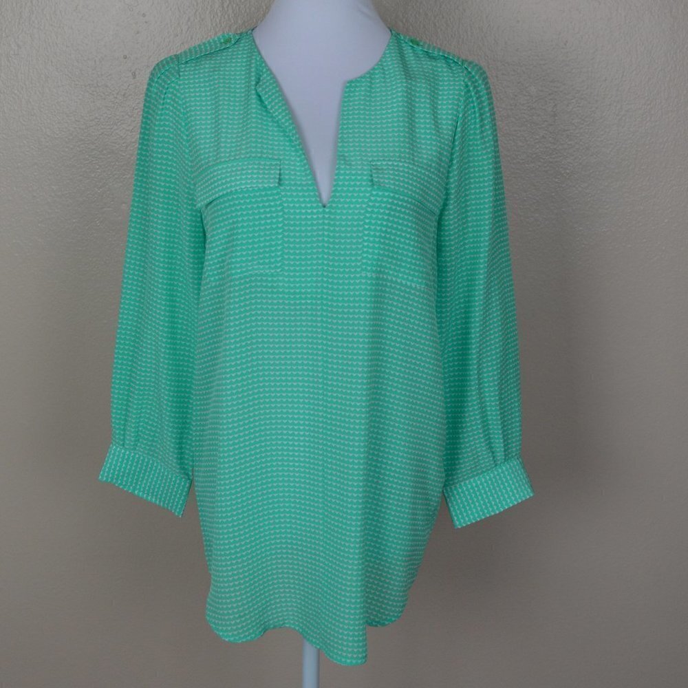 Joie Marlo Heart Print Blouse Silk - Picture 2 of 8